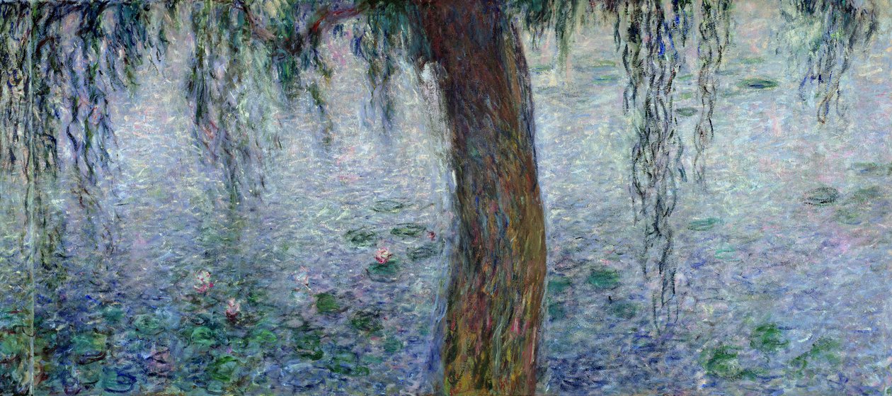 Waterlelies: Ochtend met treurwilgen (detail) door Claude Monet