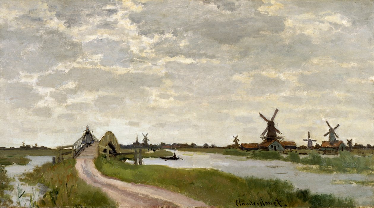 Molens bij Zaandam door Claude Monet