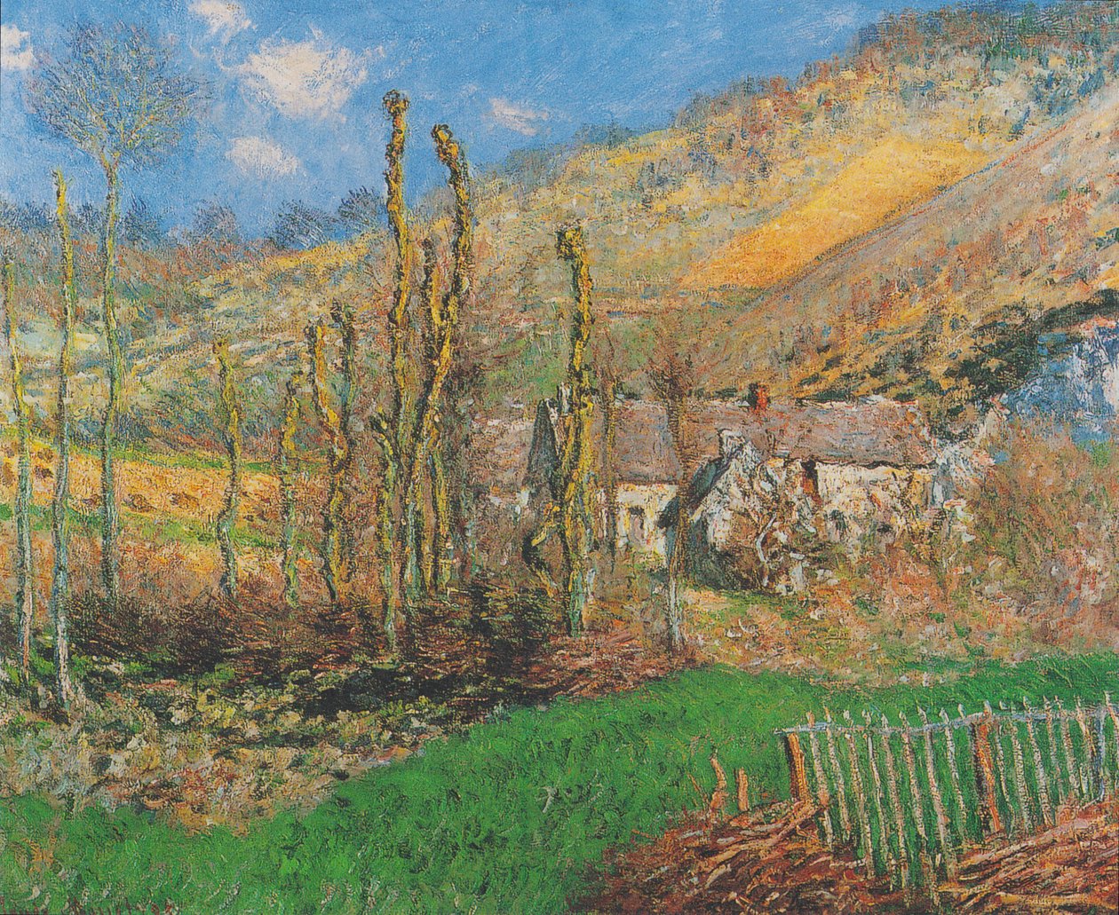 Winterlandschap in de Val de Falaise (Giverny) door Claude Monet