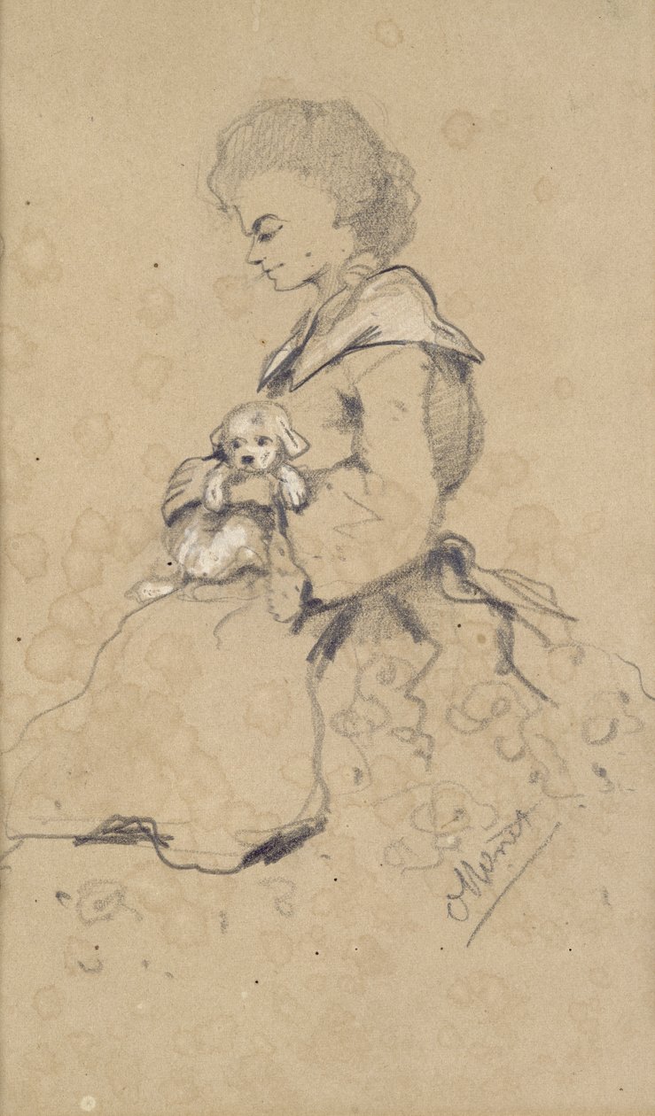 Vrouwen met een kleine hond door Claude Monet