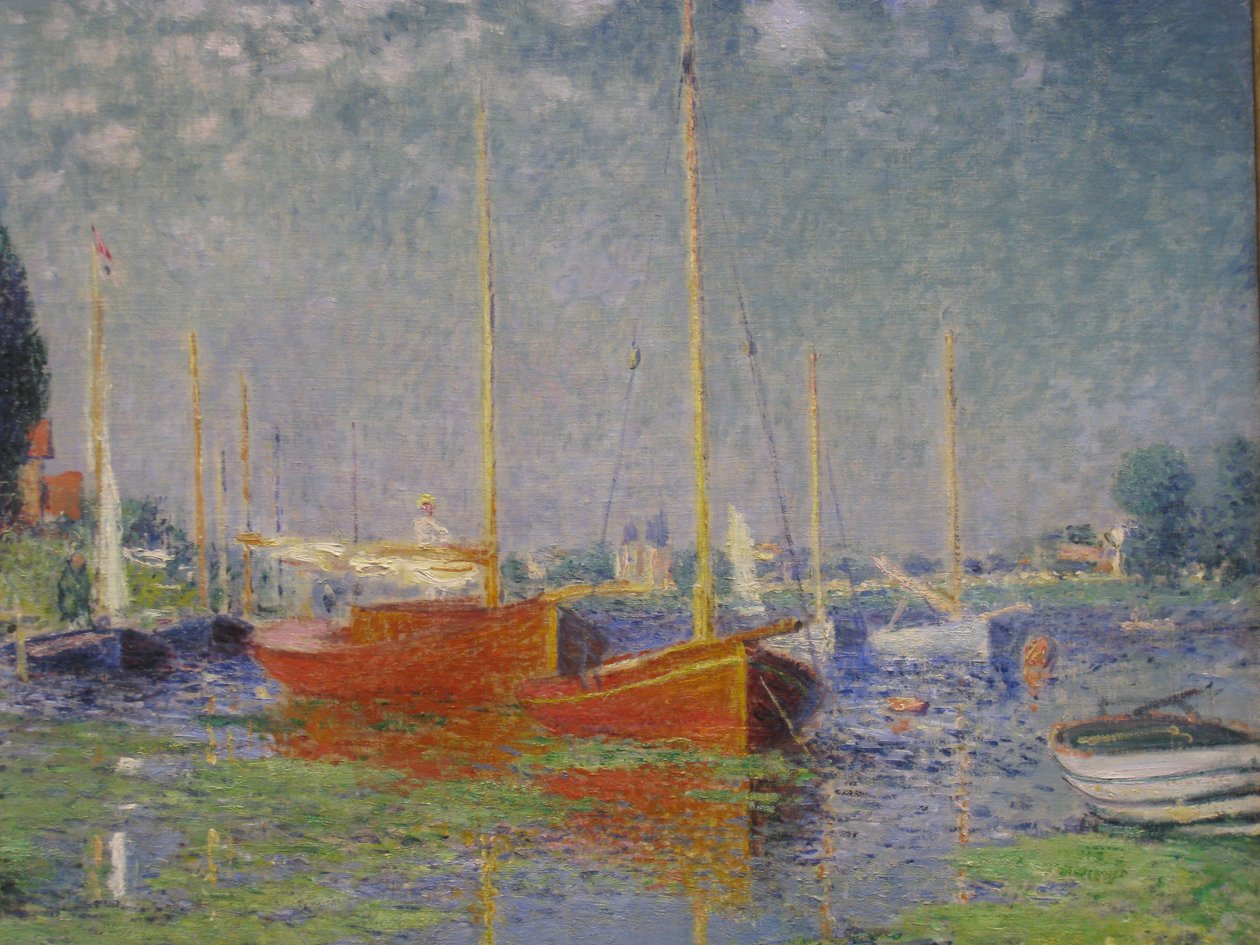 Rode Boten bij Argenteuil door Claude Monet