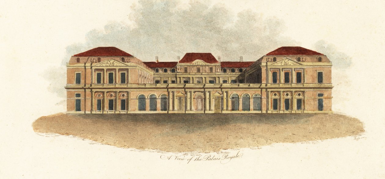 Een uitzicht op het Palais-Royal, Parijs door Claude Aubriet