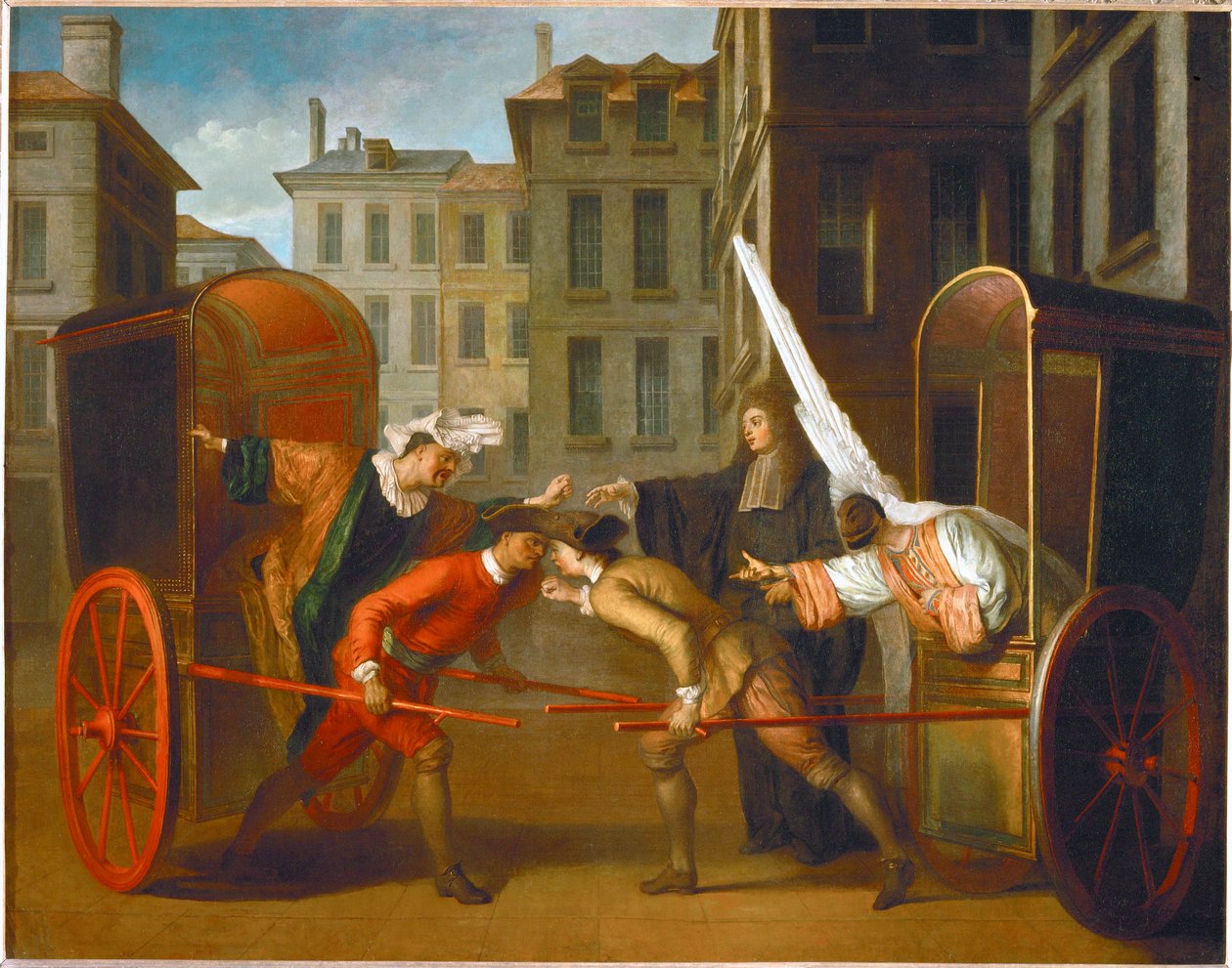De twee rijtuigen. Scaramouche en Harlekijn ... door Claude Gillot
