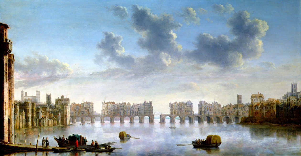 Oude London Bridge, c1630 door Claude Jongh