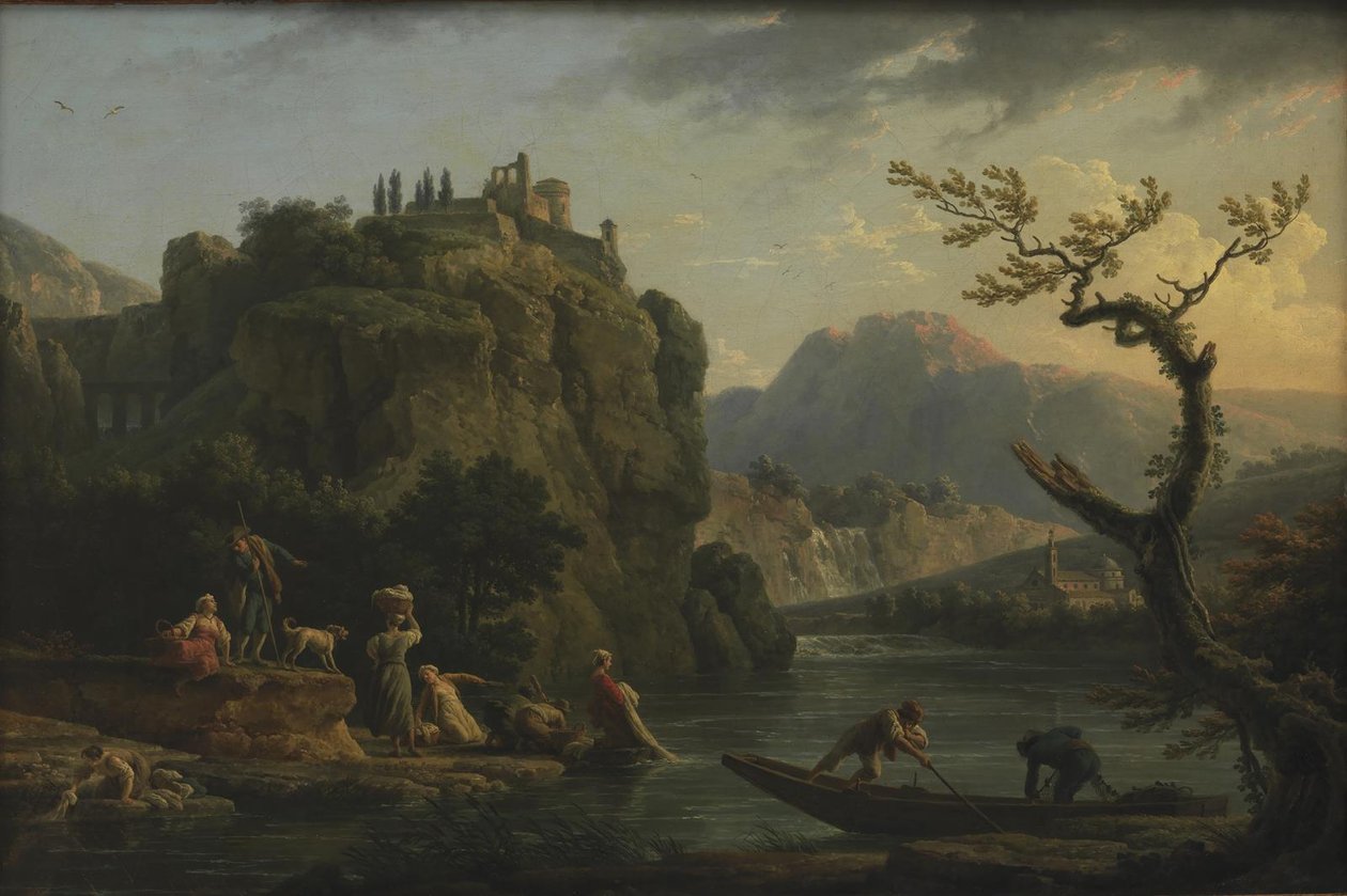 Berglandschap met een rivier door Claude Joseph Vernet