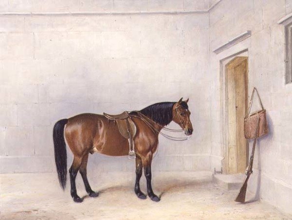Gezadelde Bay Shooting Pony door Claude L. Ferneley