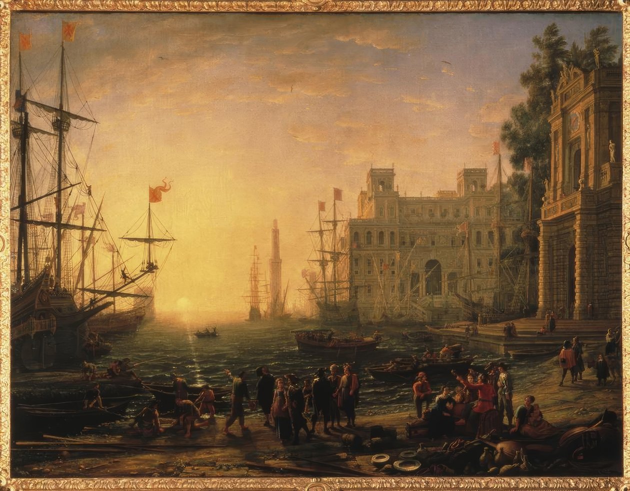 Ideaal havenzicht met de Villa Medici door Claude Lorrain