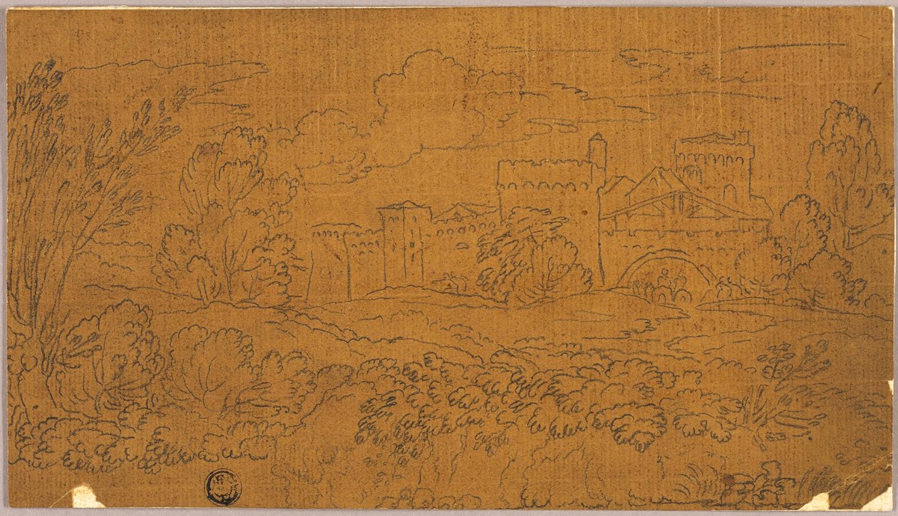Landschap met ommuurde stad door Claude Lorrain