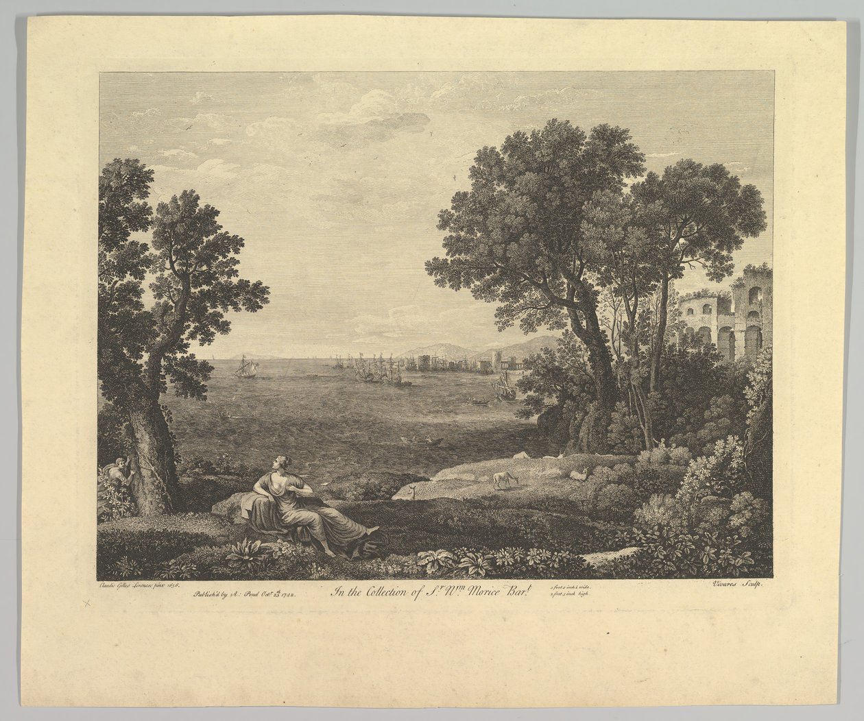 Zeegezicht met Bacchus en Ariadne, 1742 door Claude Lorrain