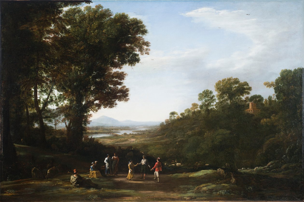Dorpsbewoners dansen door Claude Lorrain