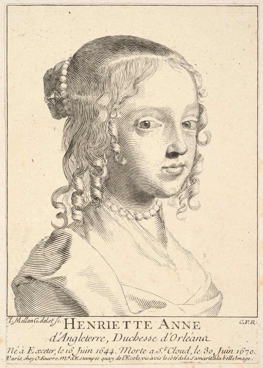 Henriette-Anne van Engeland, hertogin van Orléans door Claude Mellan