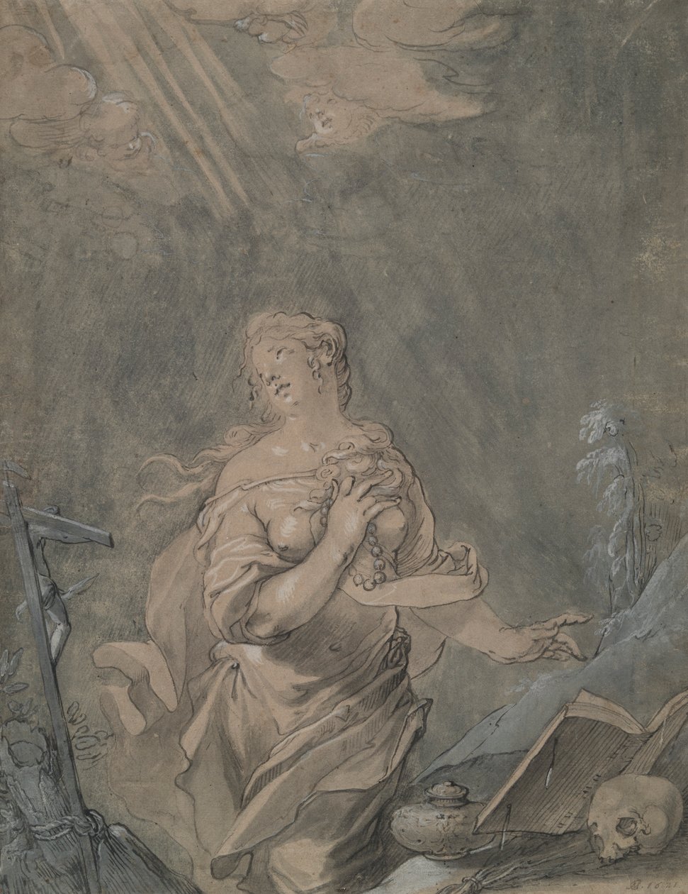 Heilige Maria Magdalena in Gebed door Claude Mellan