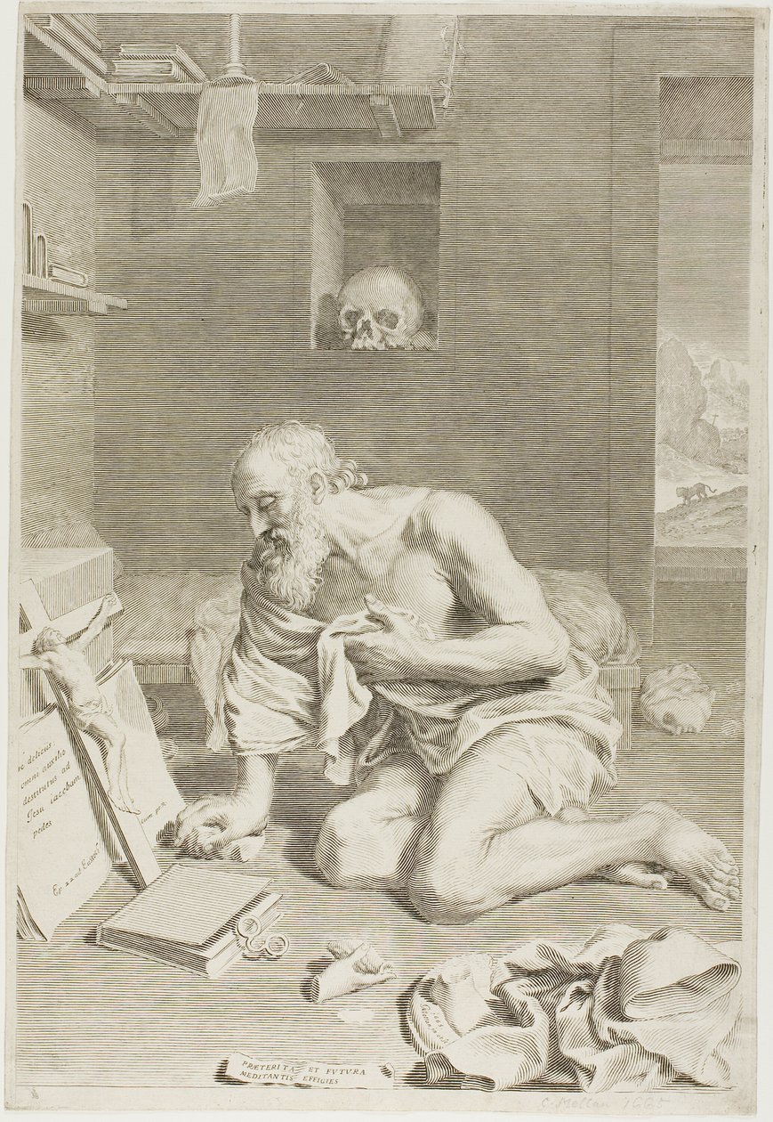 Sint Hiëronymus Biddend door Claude Mellan