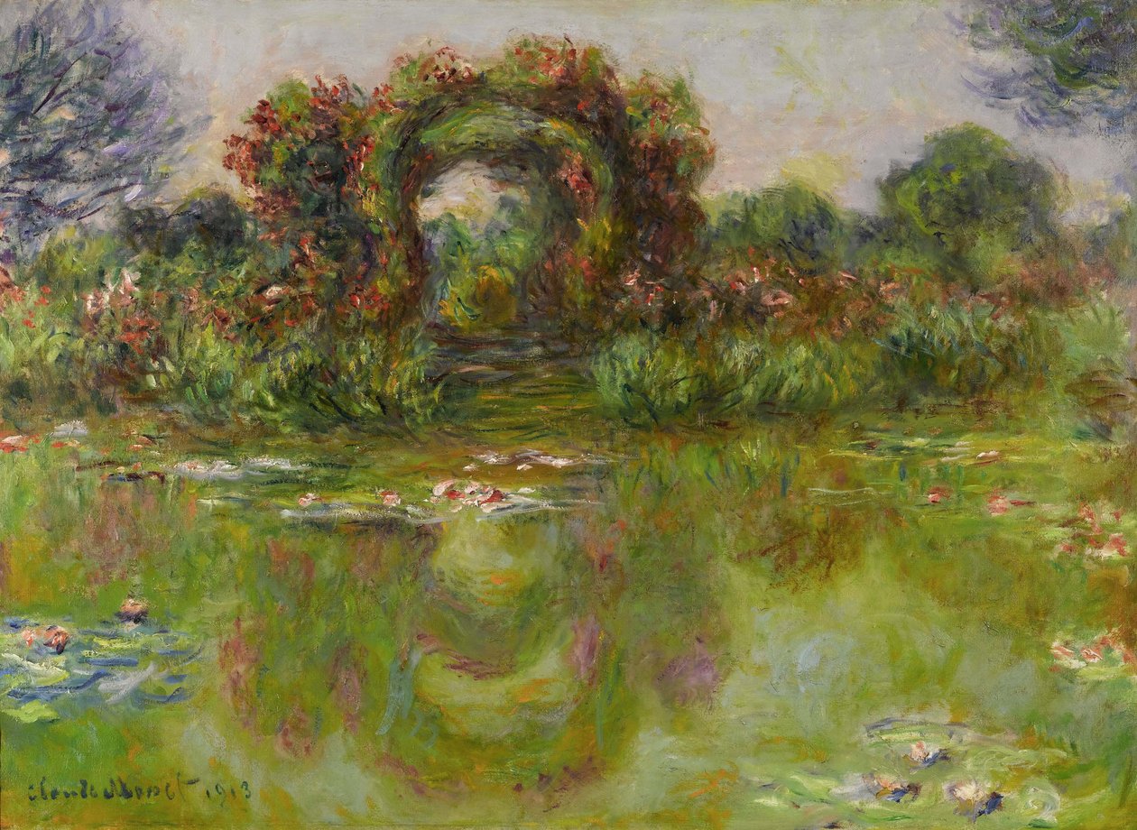 Bassin aux Nymphéas, les Rosiers, 1913 door Claude Monet