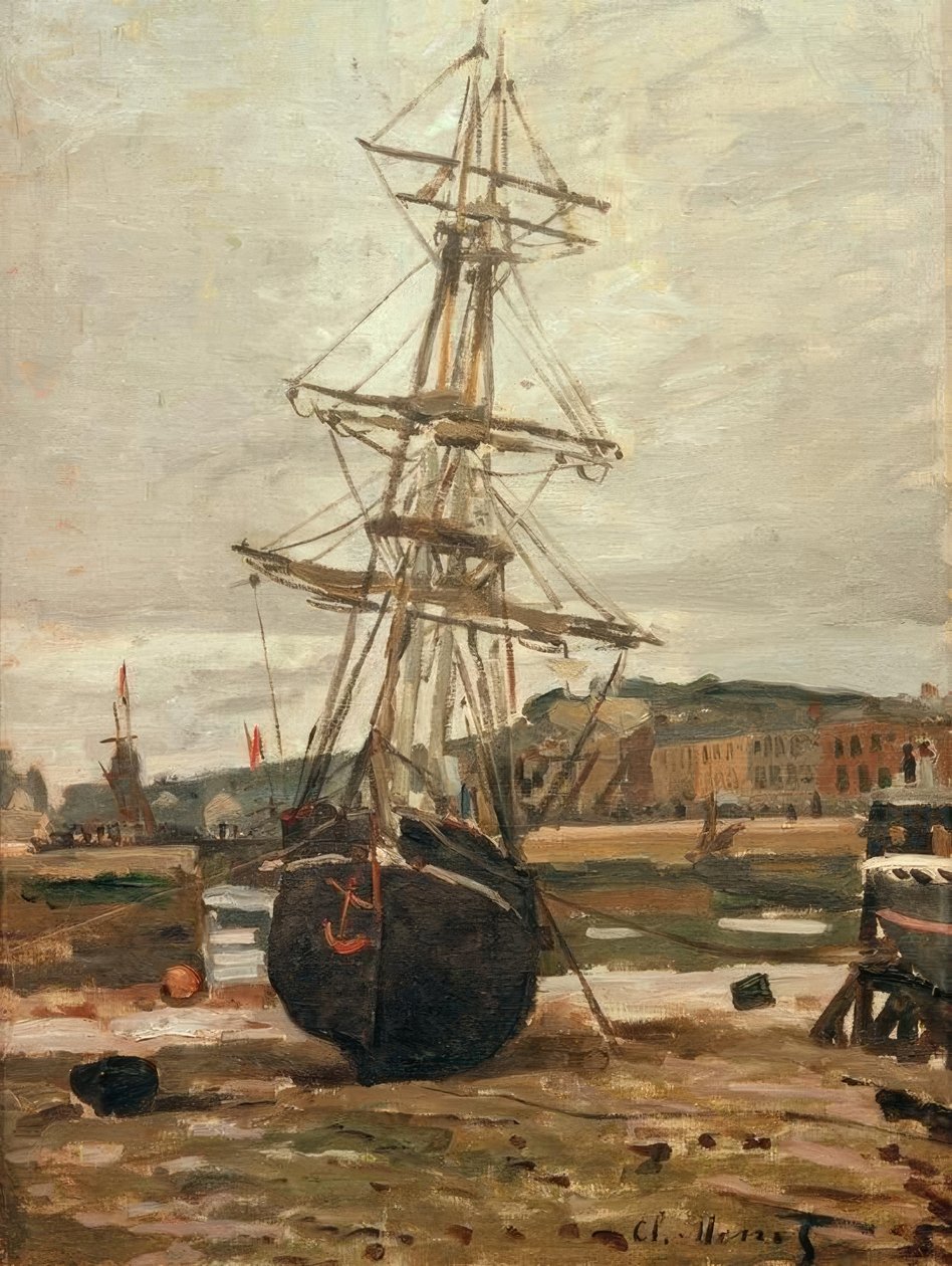 Gestrand schip in Fecamp door Claude Monet