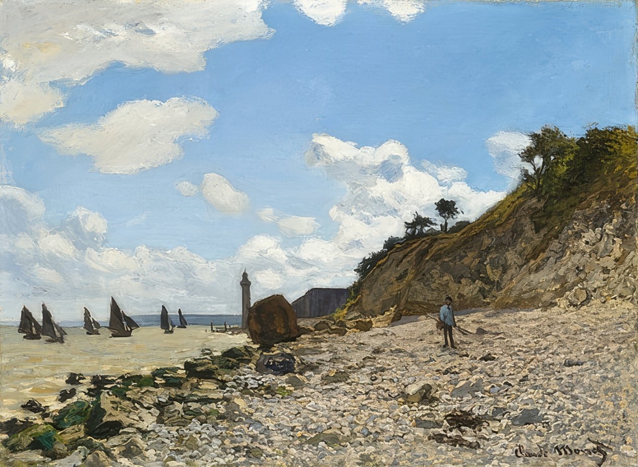 Het strand van Honfleur. 1864-66 door Claude Monet