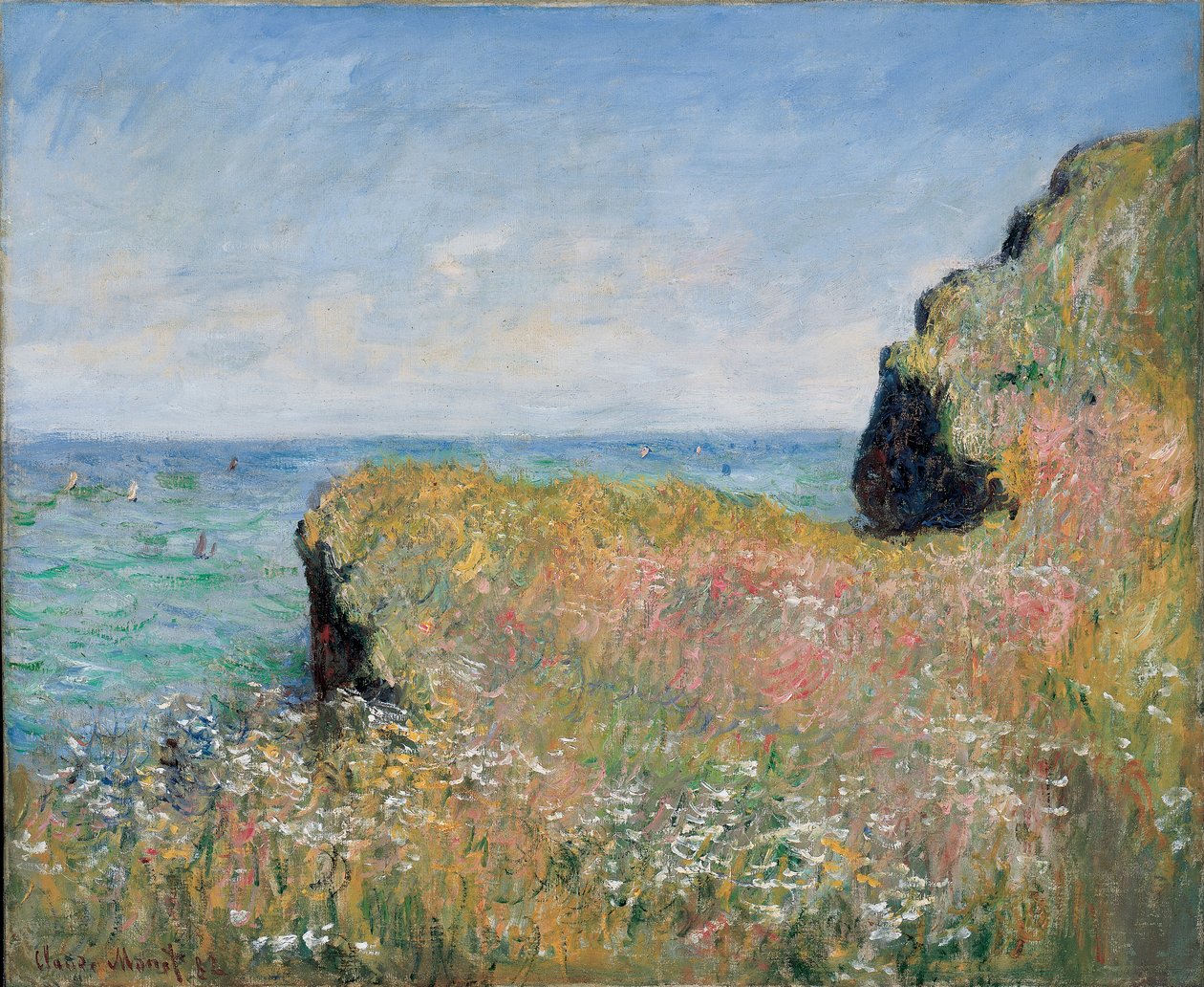 Rand van de klif, Pourville, 1882 door Claude Monet