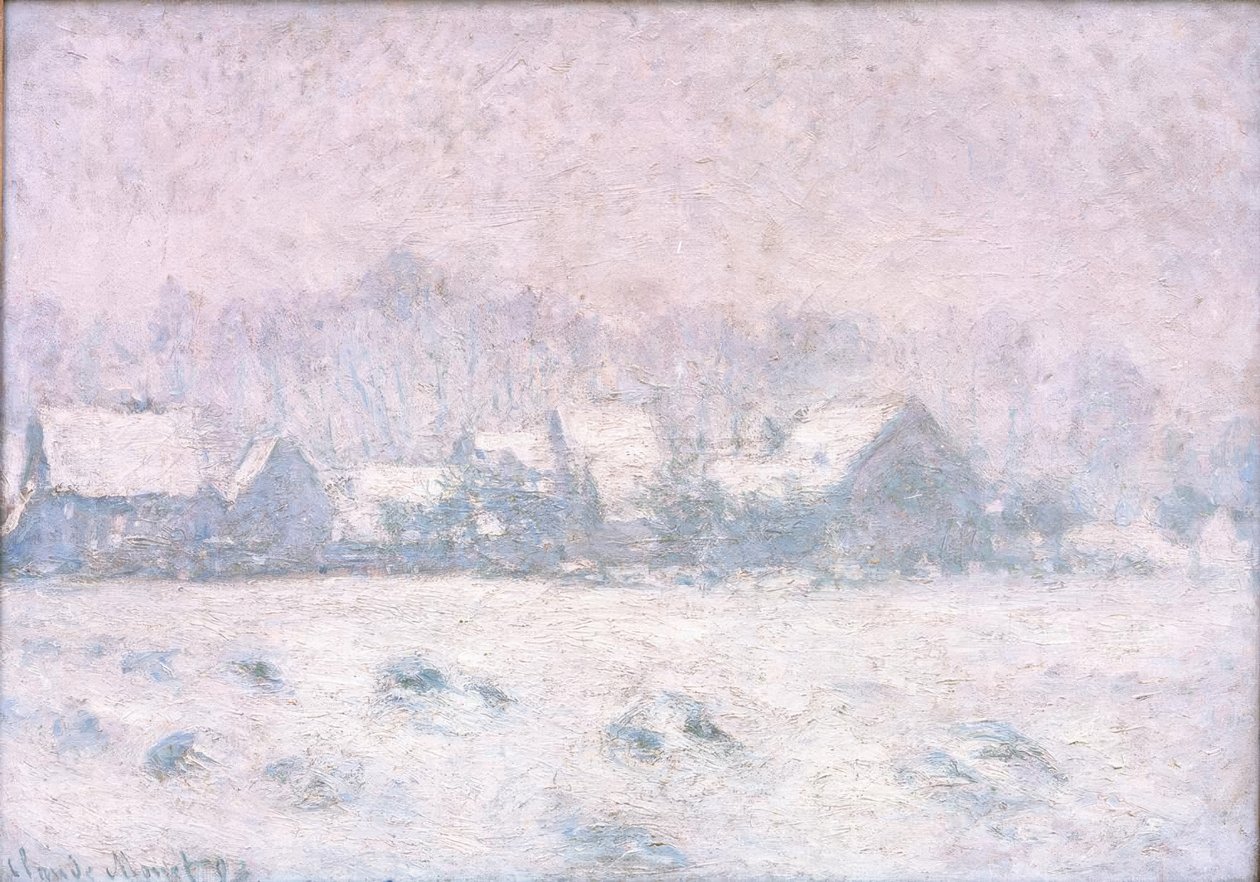 Sneeuweffect in Giverny (Sneeuw in Giverny) door Claude Monet