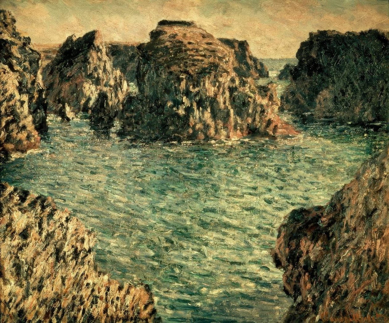 Ingang van Port-Goulphar, Belle-Ile door Claude Monet