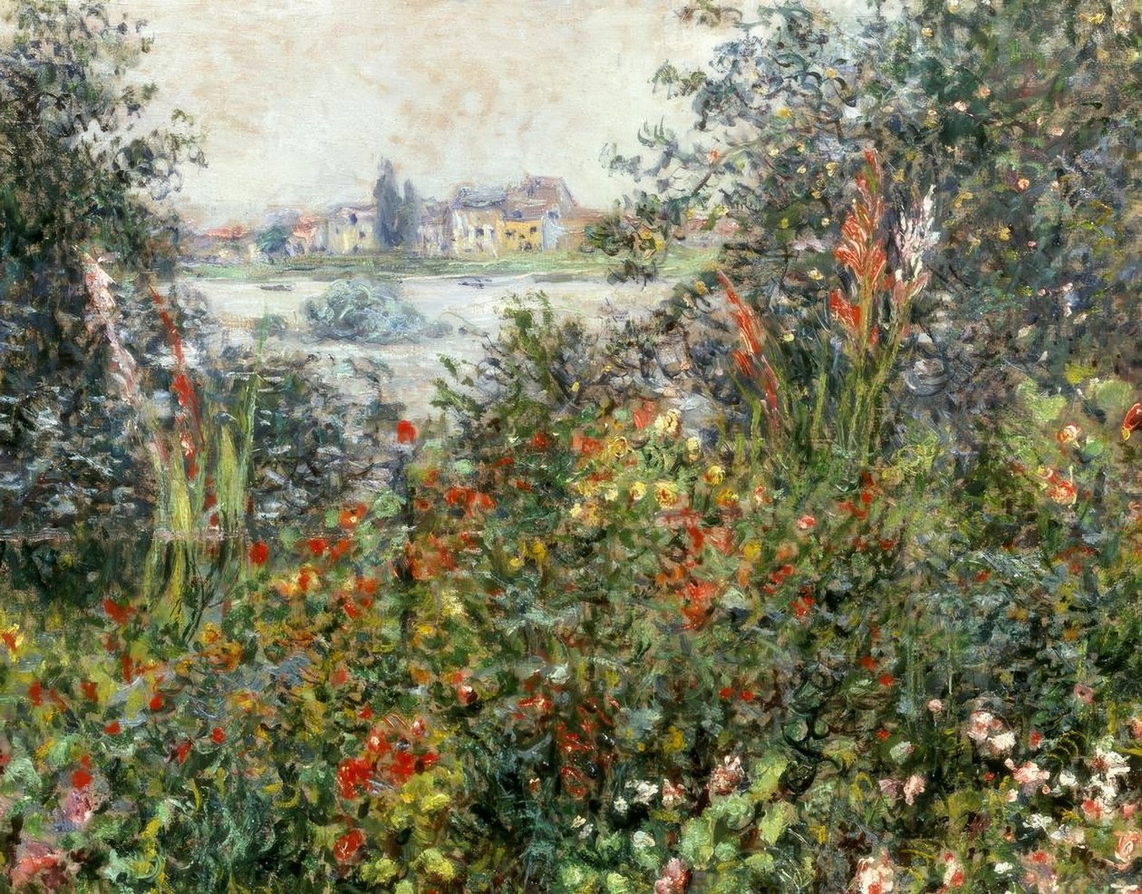 Bloemen in Vétheuil door Claude Monet