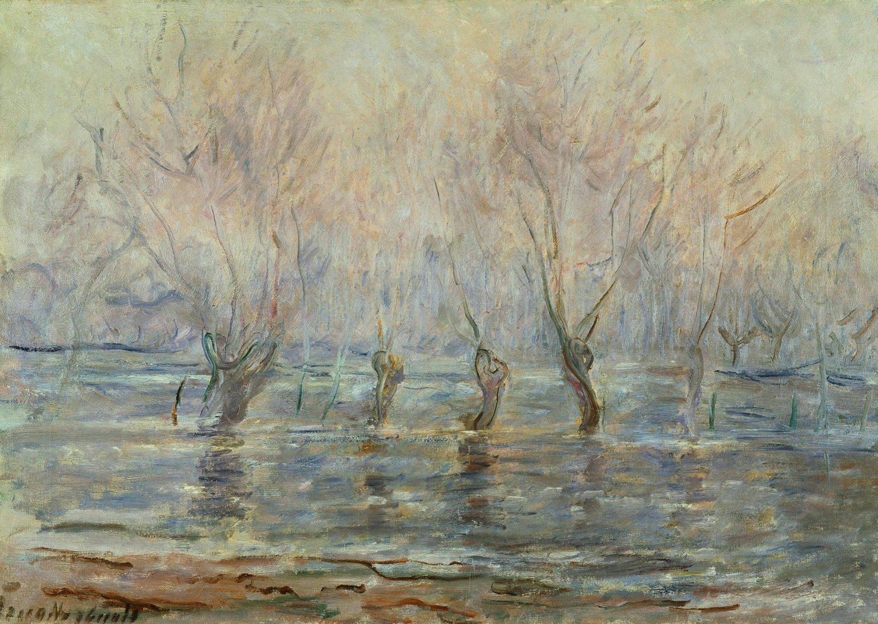 Overstroming in Giverny door Claude Monet