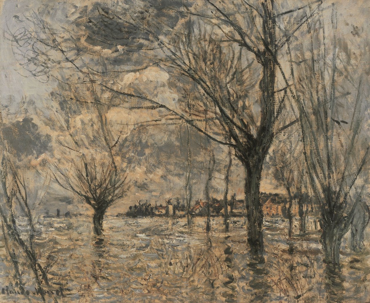 Overstroming van de Seine bij Vétheuil door Claude Monet