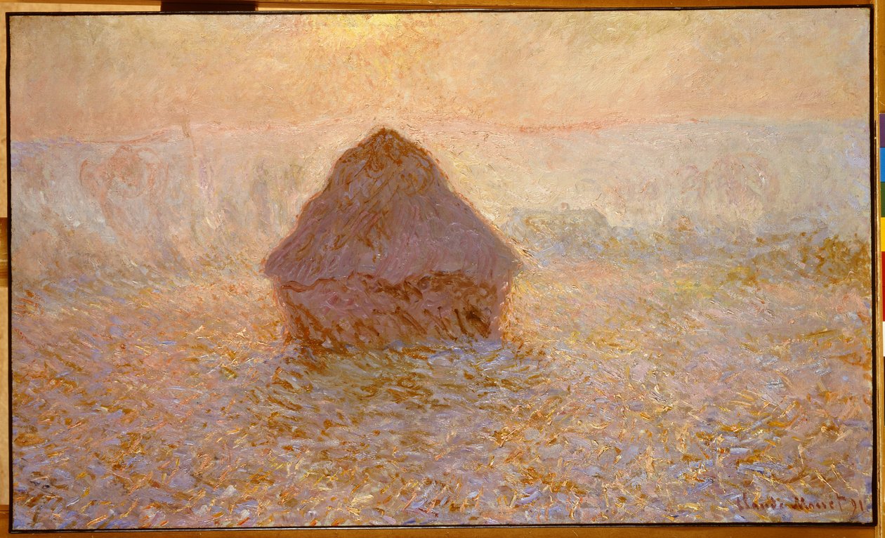 Hooistapels, Zon in de Mist door Claude Monet