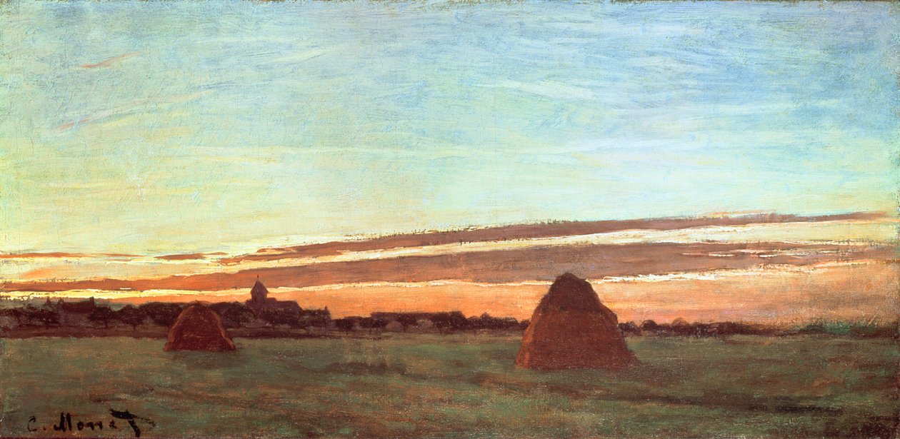 Hooibergen in Chailly, 1865 door Claude Monet