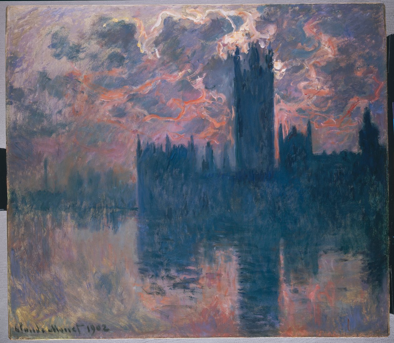 Huis van het Parlement, Zonsondergang door Claude Monet