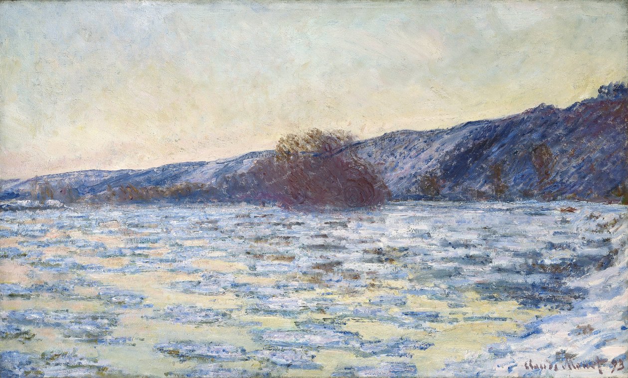 IJsvelden bij schemering, 1893 door Claude Monet