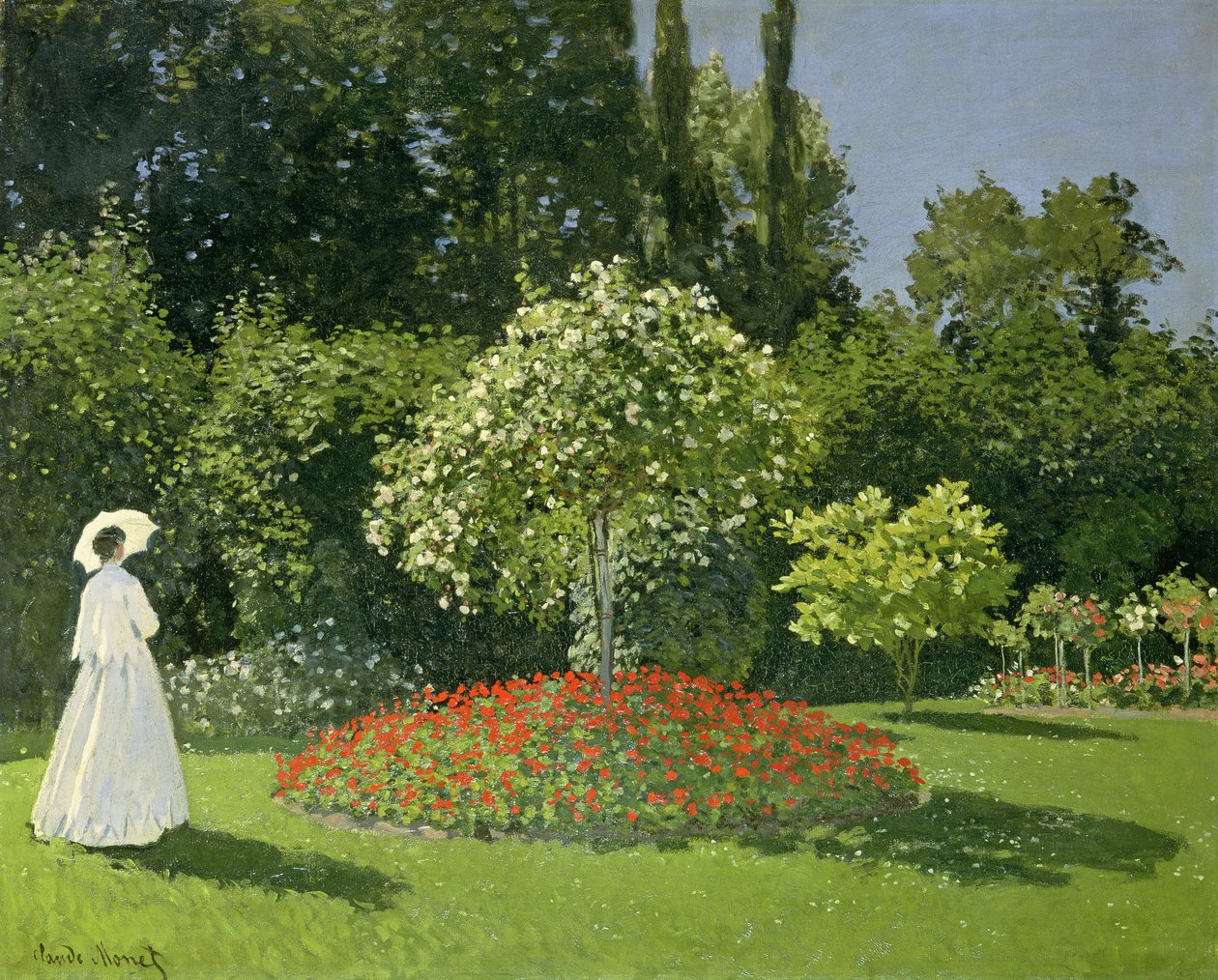 Jeanne Marie Lecadre in de tuin door Claude Monet