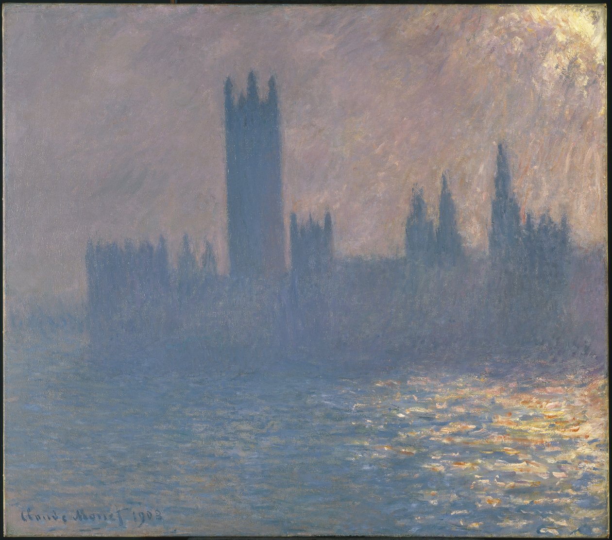 Het Parlement, zonneschijn effect door Claude Monet