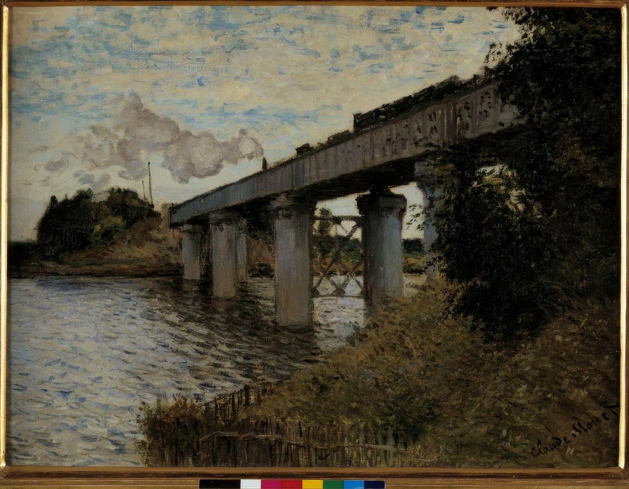 De spoorbrug in Argenteuil door Claude Monet