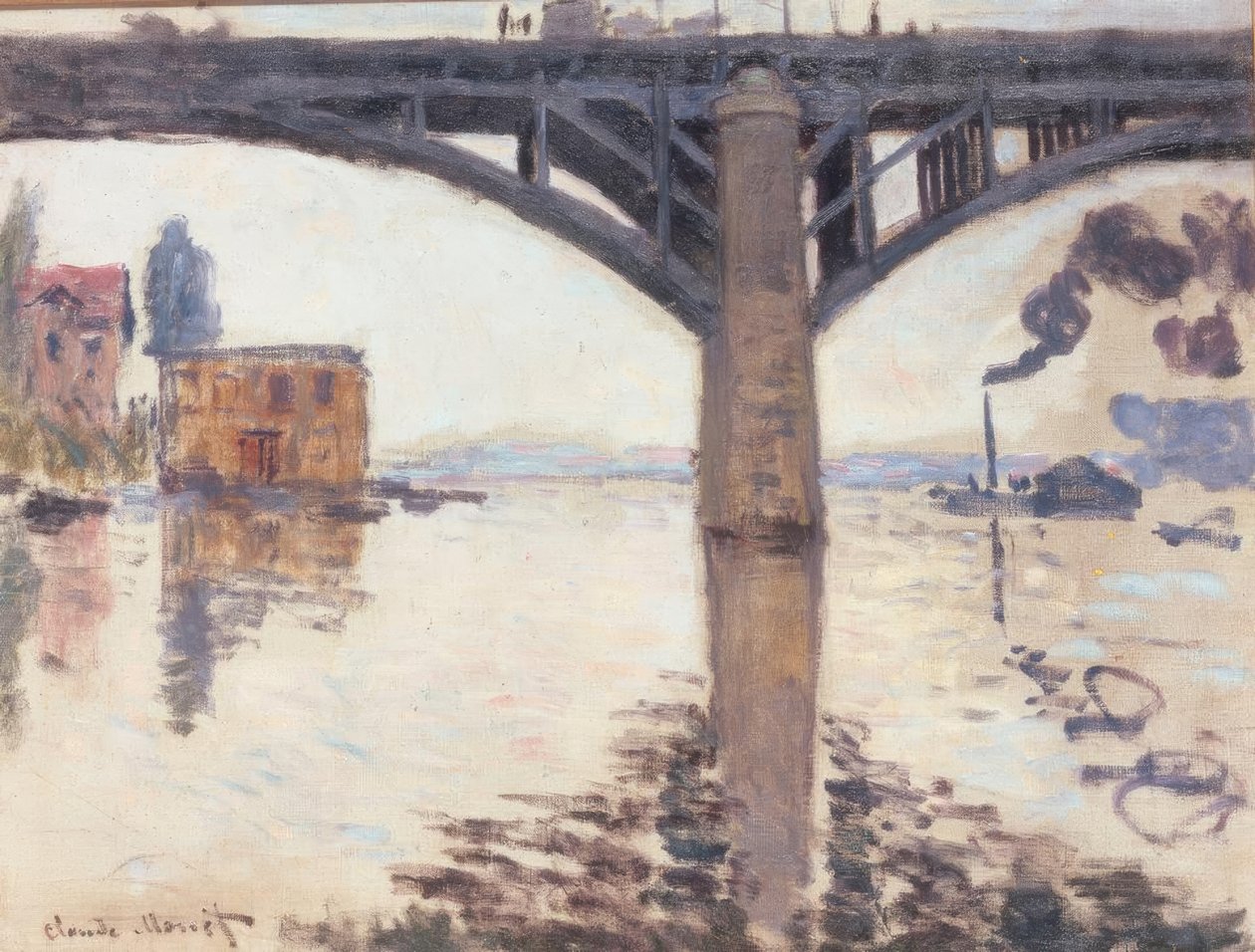 De wegbrug van Argenteuil door Claude Monet