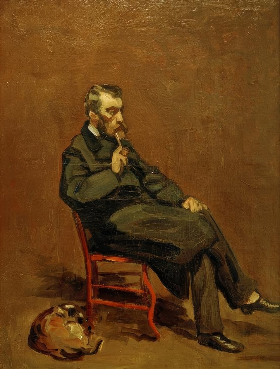 Man met pijp door Claude Monet