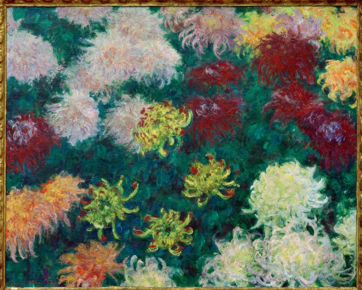 Massa Chrysanten door Claude Monet