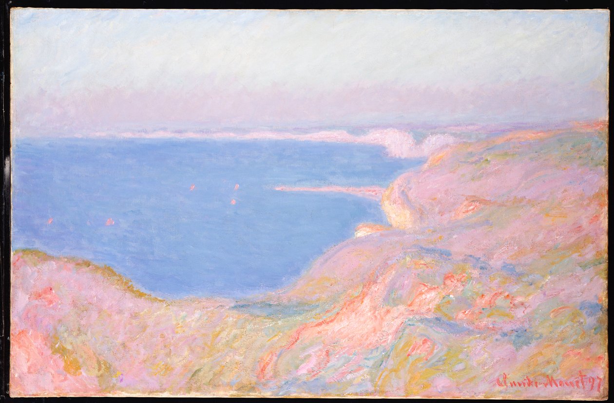 Op de Kliffen bij Dieppe, Zonsondergang, 1897 door Claude Monet