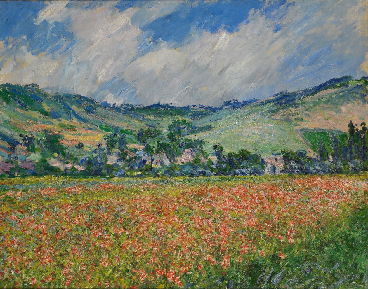 Klaprozenveld bij Giverny, 1885 door Claude Monet