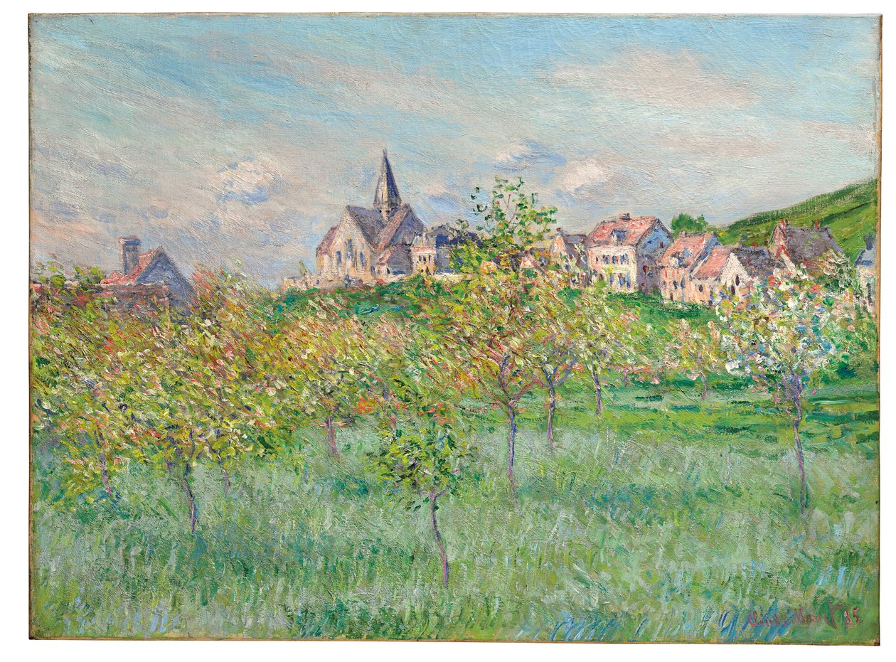 Lente in Giverny, middaglicht, 1885 door Claude Monet