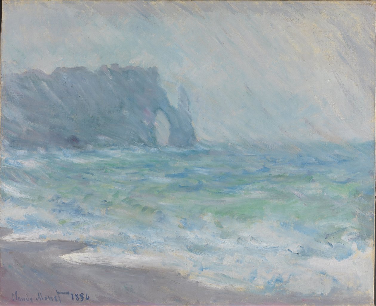 Regen in Étretat door Claude Monet