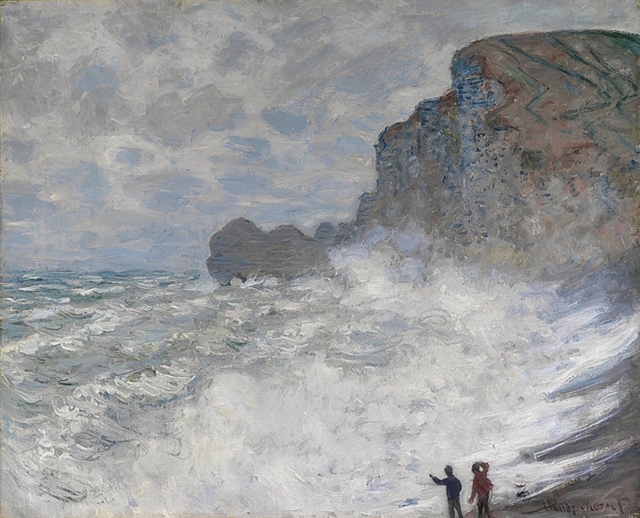 Ruw weer in Étretat door Claude Monet