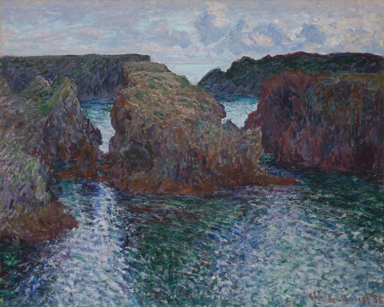 Rotsen bij Port-Goulphar, Belle-Île door Claude Monet
