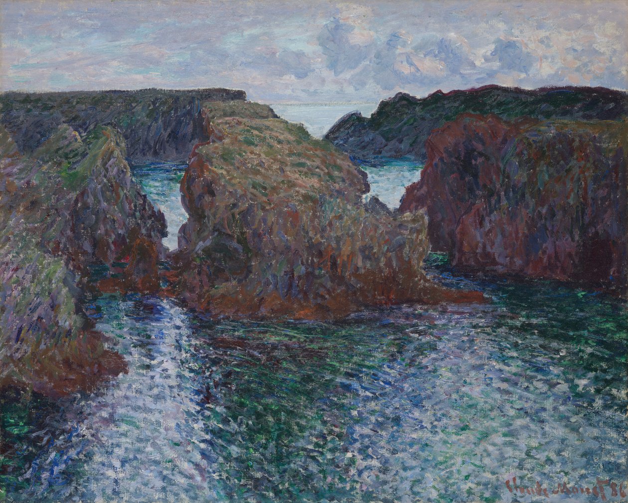 Rotsen bij Port-Goulphar, Belle-Île door Claude Monet