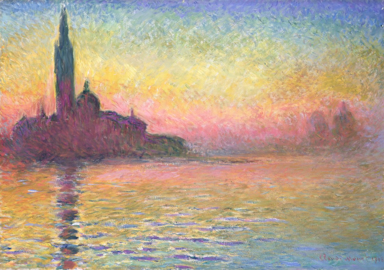San Giorgio Maggiore bij schemering door Claude Monet