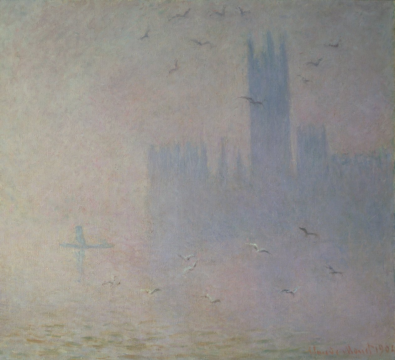Meeuwen boven het Parlement, 1904 door Claude Monet