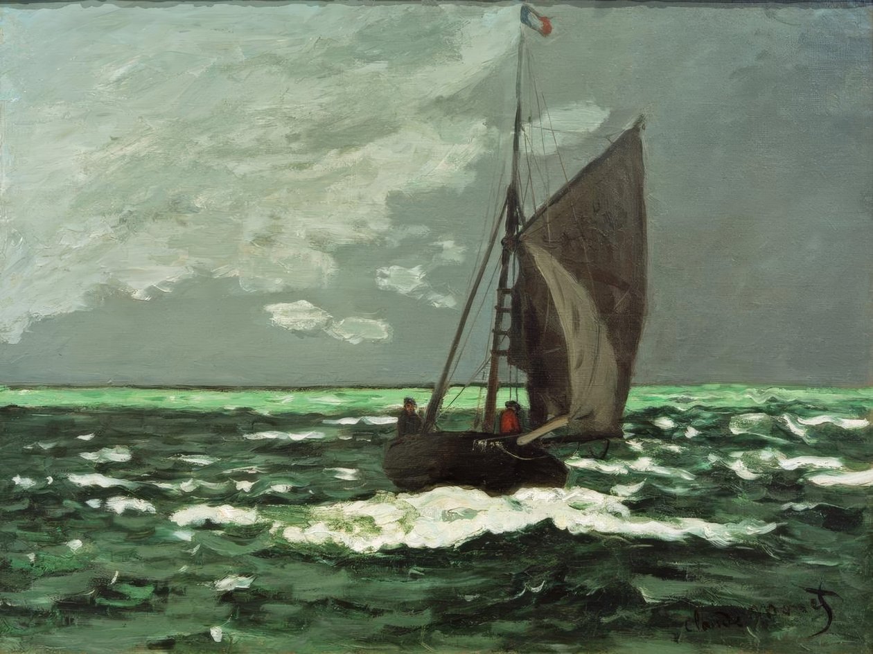 Zeegezicht: storm door Claude Monet