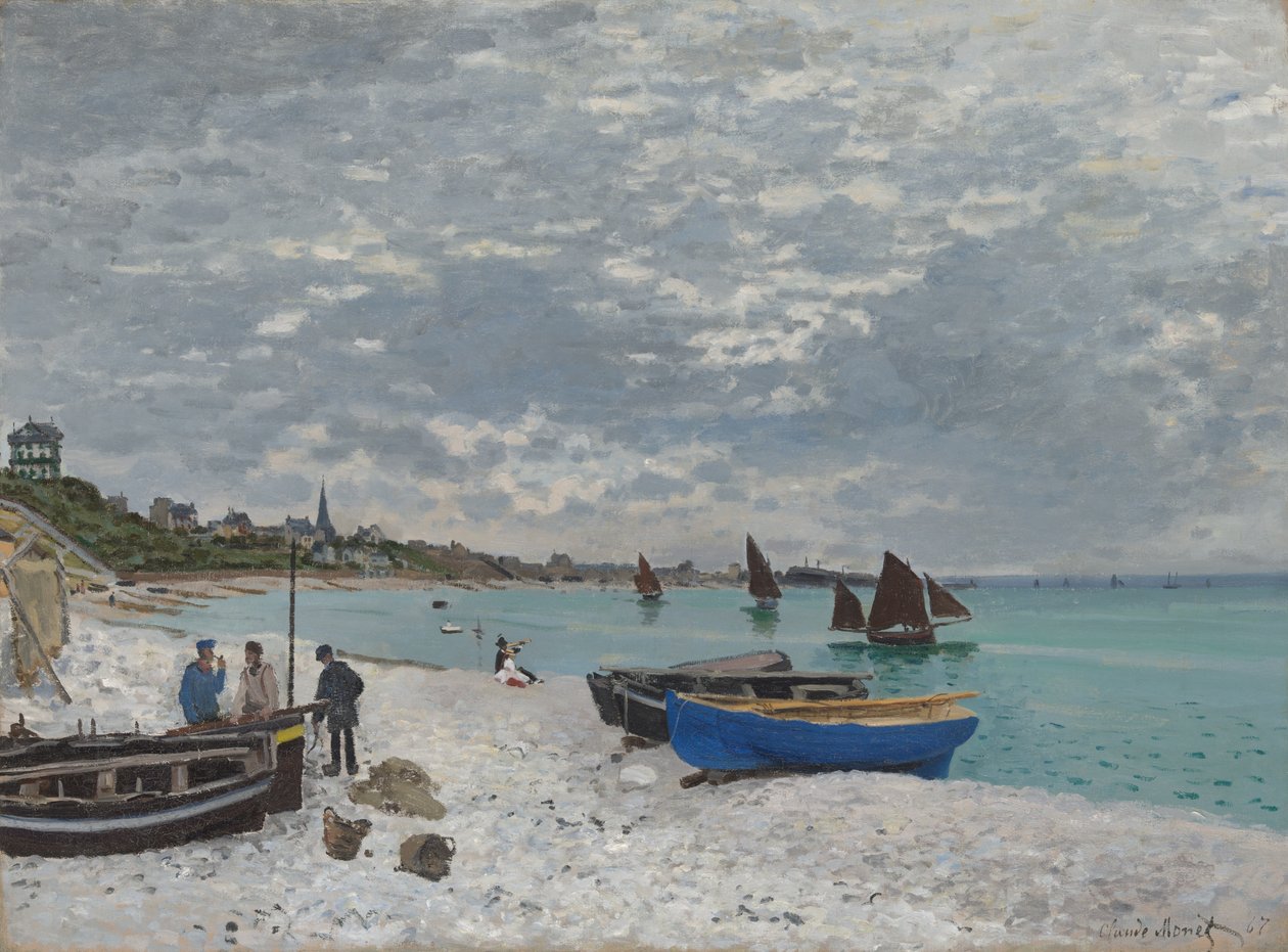Het strand van Sainte-Adresse door Claude Monet