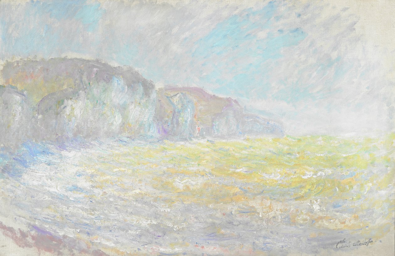 De kliffen van Pourville, Ruwe Zee door Claude Monet