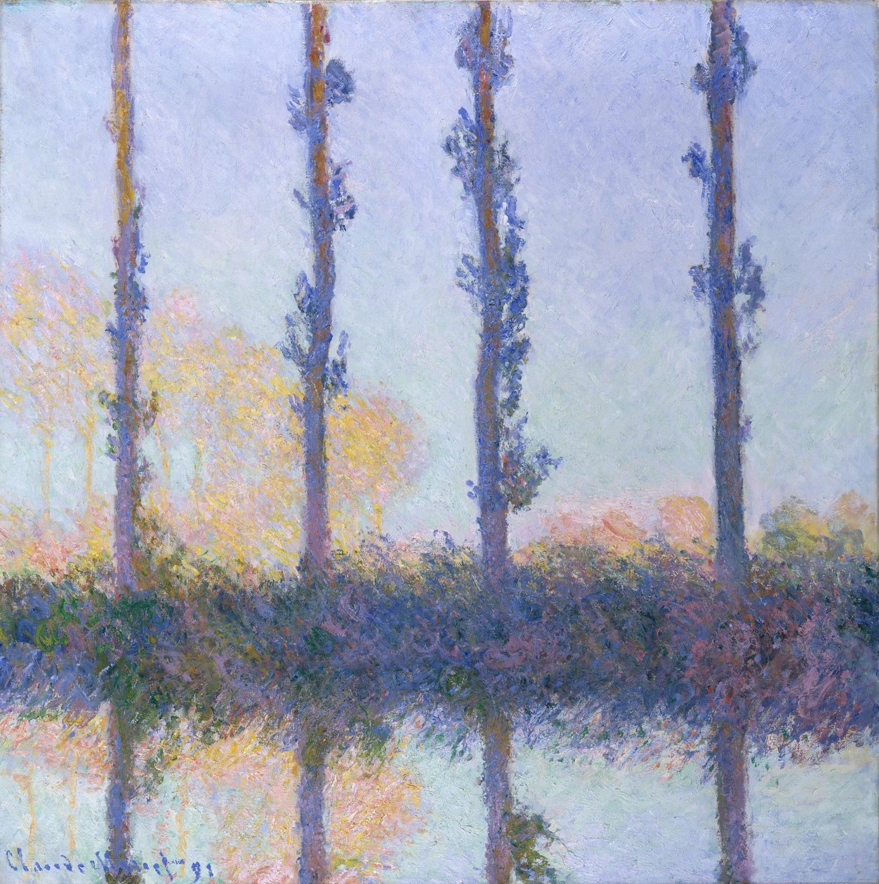 De vier bomen, 1891 door Claude Monet