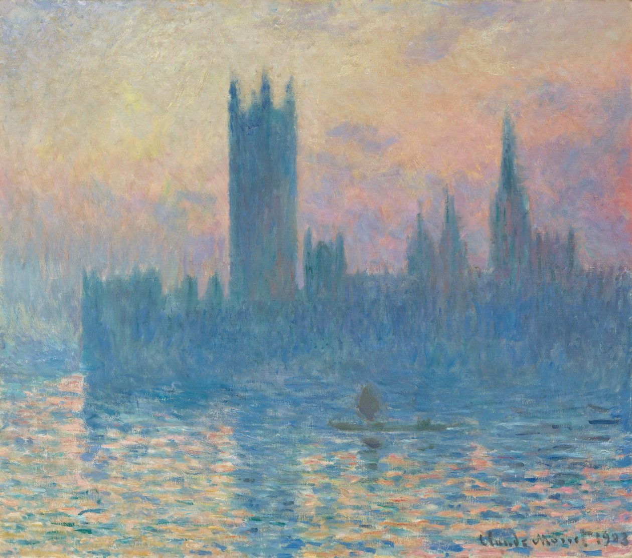 De Huizen van het Parlement, Zonsondergang door Claude Monet